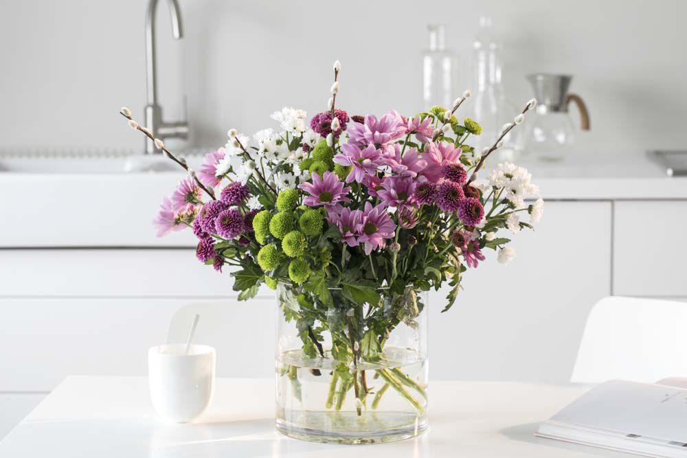 bukett med krysantemum i ulike varianter
