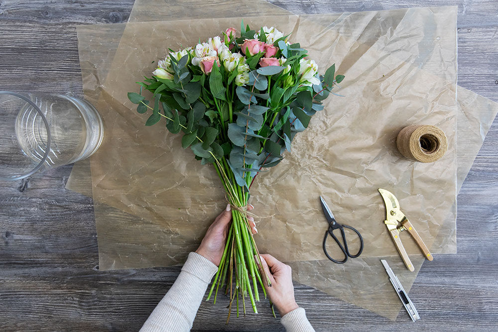 Binde blomsterbukett