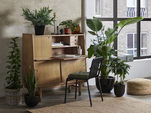 Pilar pidestall med gr&oslash;nne planter